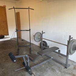 Bench W/ Bar Bell & Pull Up Bar