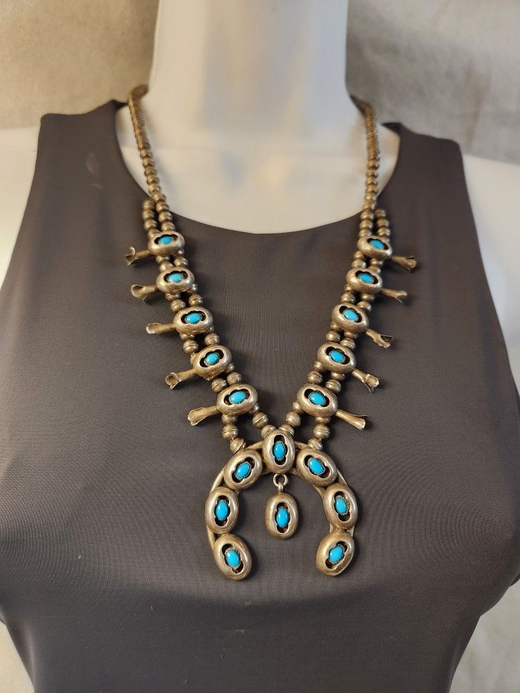 Vintage Navajo Squash Blossom Necklace