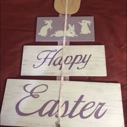 Large Easter Wood Hanging Plaque Greeting Sign