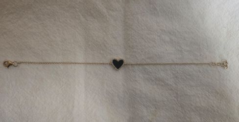 Shy Creation 14K Gold Black Onyx Heart Bracelet