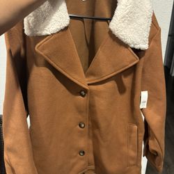 Old Navy Brown Sherpa Collar Jacket  New 