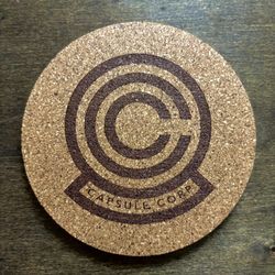 Dragon Ball Z Capsule Corp Logo Laser Engraved Cork Coaster