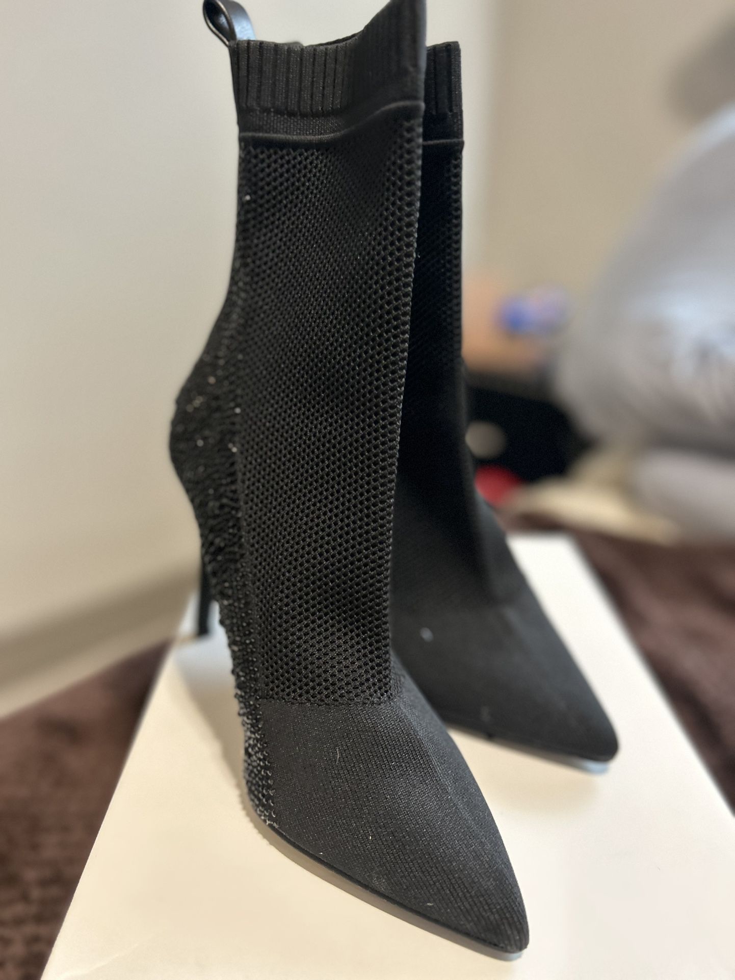 Steve Madden Black Crystal Heeled Boots