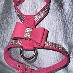 Adorable Sm Dog Harness With Jewels- Pink