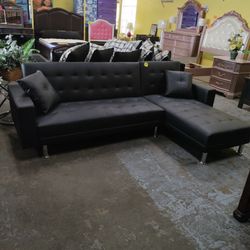 Black PU Leather Click Clack Sofa