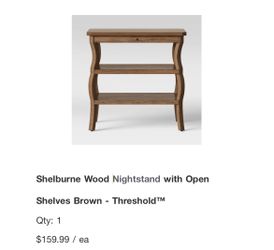 Open Tiered Wood Nightstand