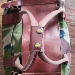 LL BEAN Canvas and LEATHER Duffle Bag 