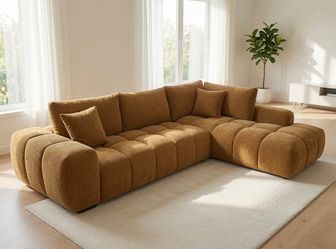 FLASH SALE!! Designer Ember Fabric 119" Sectional Sofa Couch