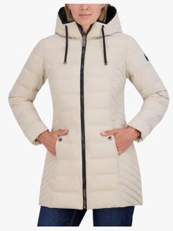 Nautica Women's 3/4 Stretch Puffer Jacket with Fur Hood and Half Back Size XL 