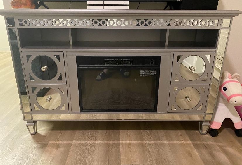 Fire Place Tv Stand Like New 