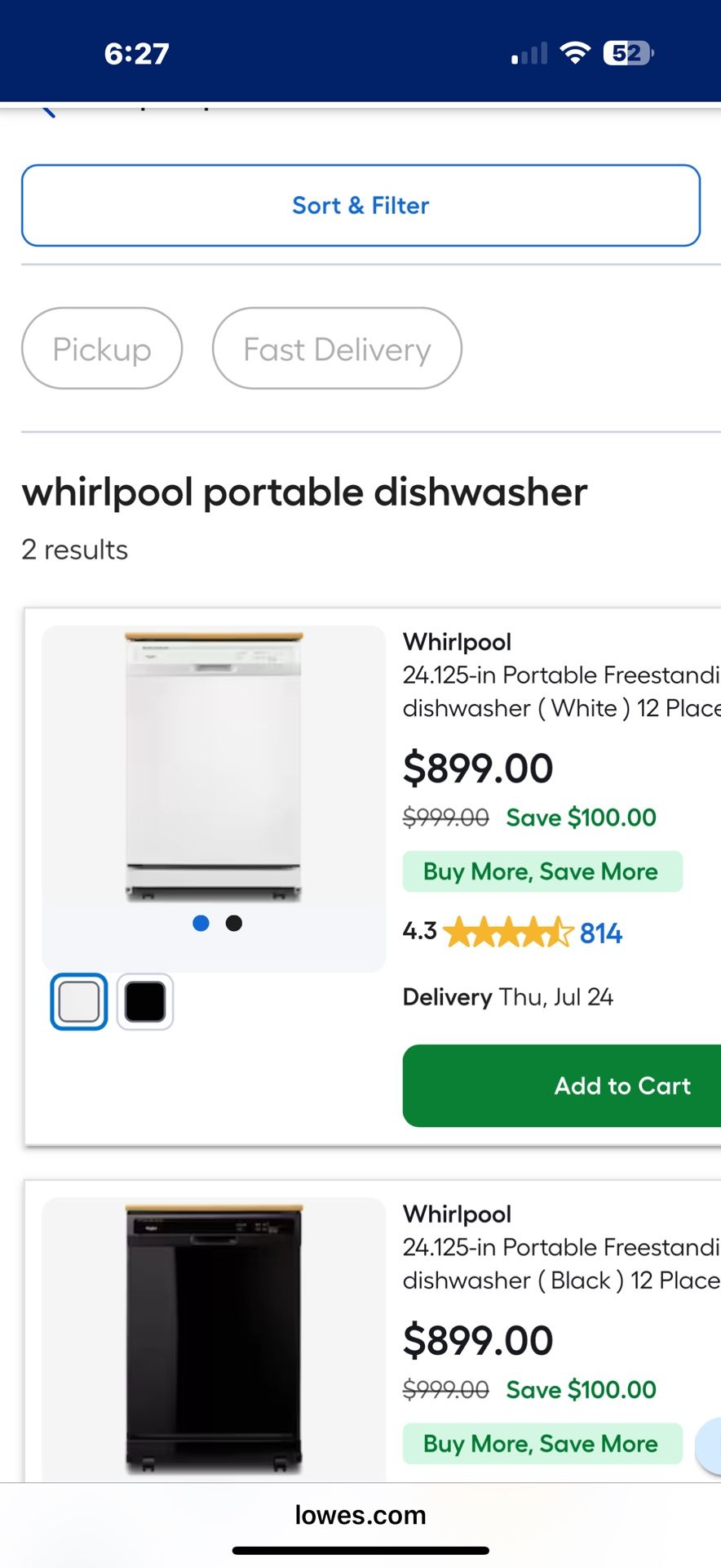 Whirlpool Portable Dishwasher