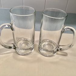 2 NEW Large Drinking  Glasses  Gold Ball Indent Bottoms 6” Pub Mugs Barware