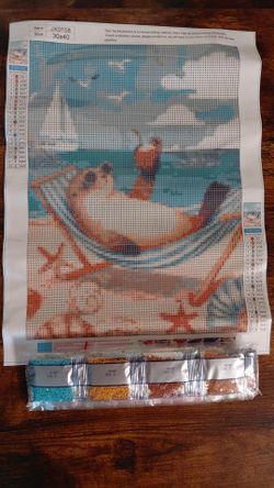 12x16 beach with seal diamond painting