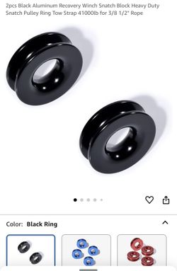 2pcs Black Aluminum Recovery Winch Snatch Block Heavy Duty Snatch Pulley Ring Tow Strap 41000lb for 3/8 1/2" Rope