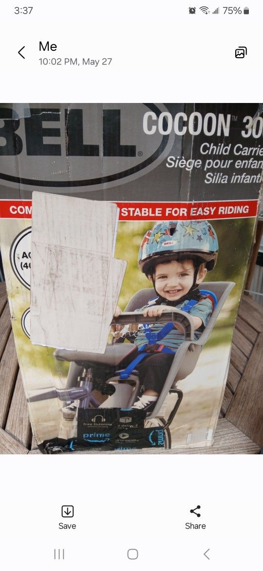 Child Bike Seat,very Nice Brand New In Box. ( PICK UP ONLY )