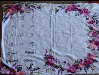 NewBaby Milestone Blanket Floral Hummingbird