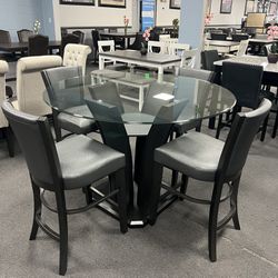 5PC Gray Counter Height Dining Table Set 