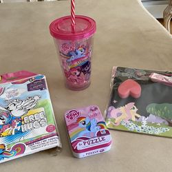 New My Little Pony Activity Book, Chalkboard, Puzzle, And Drinking Cup 