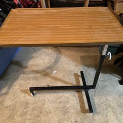 Arnex Variett table with the marking "Made in England" The table is an adjustable meal tray/table with a metal base