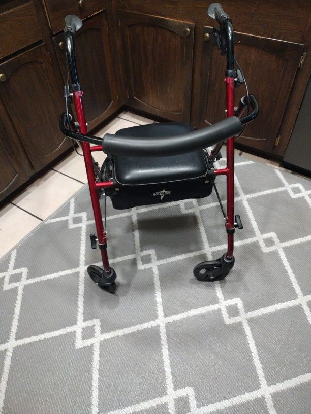 Medline Walker With Hand Brakes & Seat