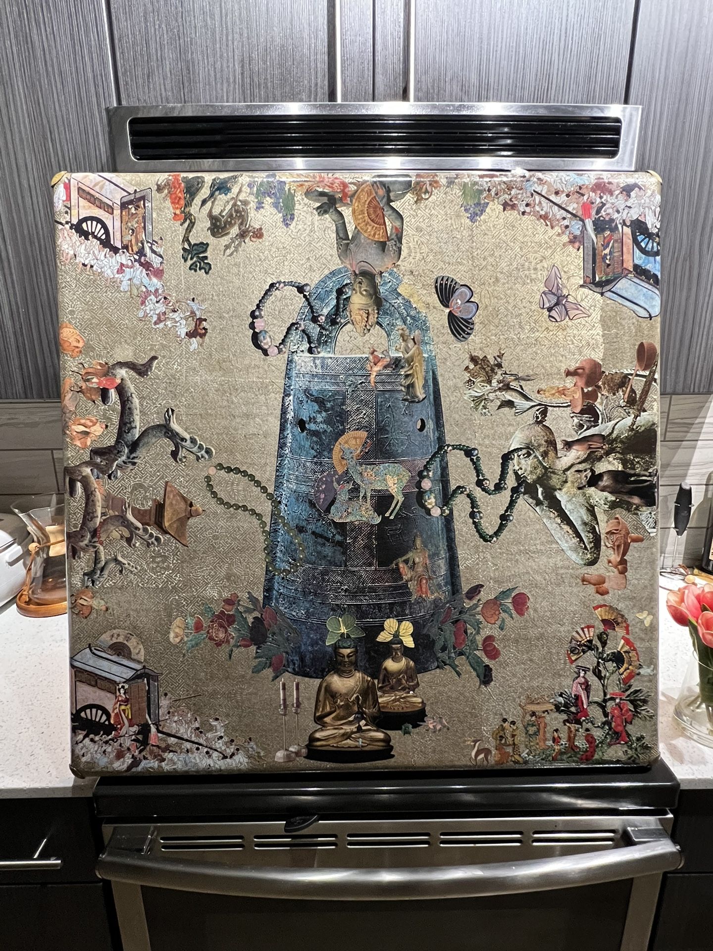 Vintage Unique Artsy Collage Folding Table