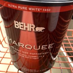 BRAND NEW BEHR MARQUEE INTERIOR PAINT GALLON ONE COAT IN A PRETTY LIGHT WHITE GRAYISH BLUE COLOR IN PICTURE PURCHASED ON 4/14/2026
