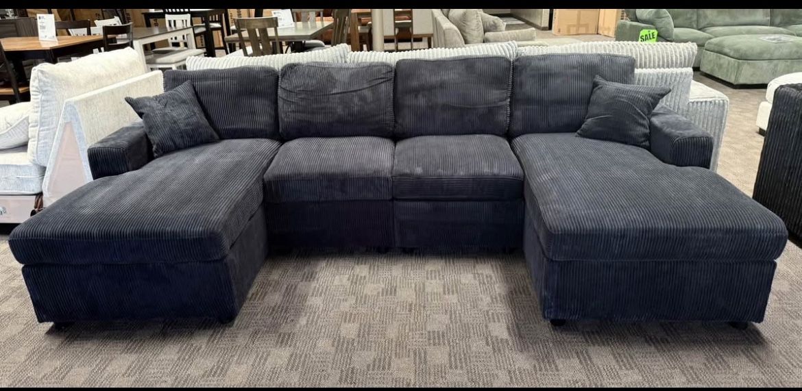 NEW Black Comfy Corduroy Sectional