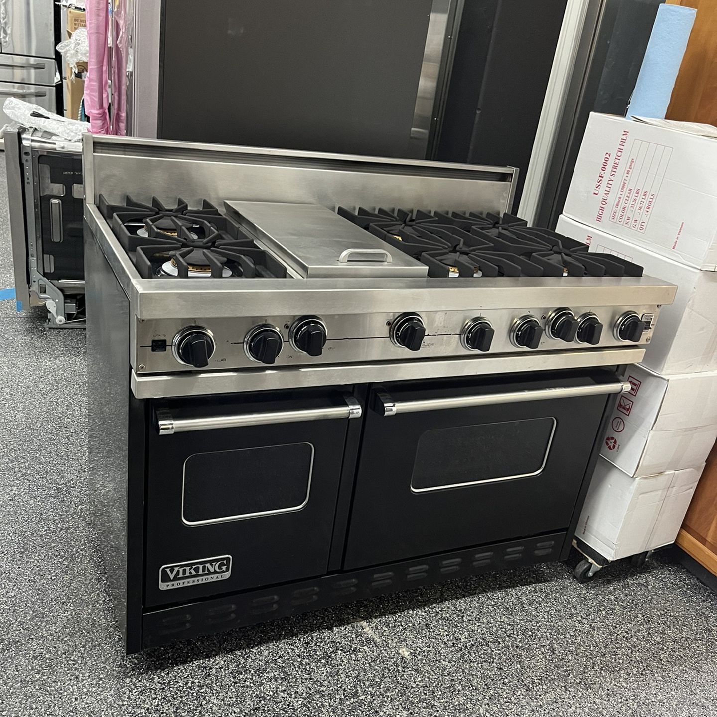 Viking Professional Black 48 Inch Gas Range With Double Oven
