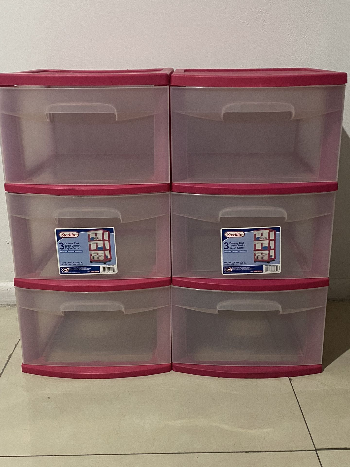 Hot Pink barely storage bins