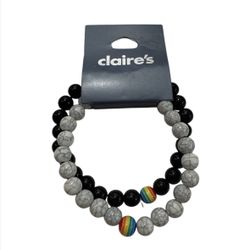 Claire's Black and White Beaded Bracelets ( Pack of 2)