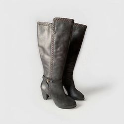 ✨New✨ Size 8.5 Ugg Lamb Leather Black Claudia Knee High Boots Heel Zip Up