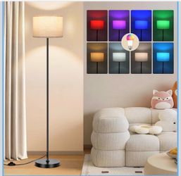 FRIDEKO HOME Floor Lamp for Living Room - Bedroom Standing Tall Lamps with Remote & Color Changing Light Bulbs - Dimmable Mordern Corner Lights for Of