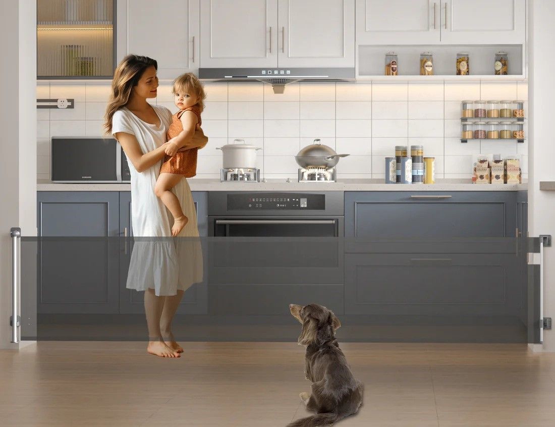 Multi-Use Retractable Gate β Punch-Free, Extra Wide 71β x 33β, Indoor/Outdoor Safety Gate (Gray)