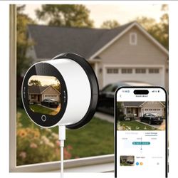 SOLIOM 5MP Window Camera with LCD Touchscreen,Indoor Camera for Home Security Outdoor,24/7 Recording,Anti-Glare Color Night Vision,AI Motion Detection