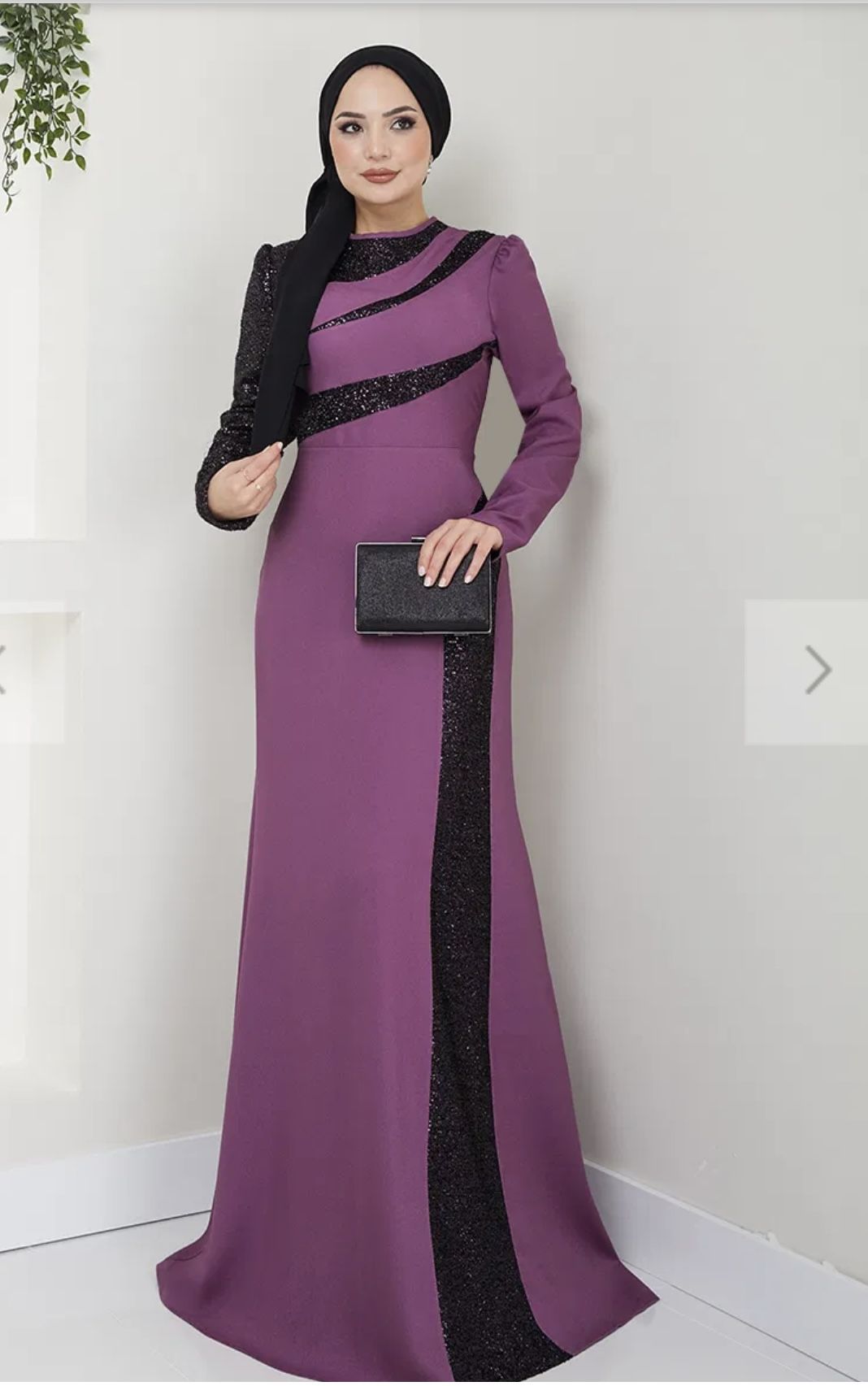 Purple And Black Maxi Dress With Sequins
