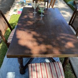 Vintage Wood Dining Table With 6 Chairs