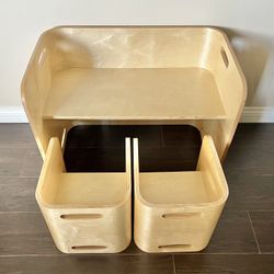 Costzon Kids Table and Chair Set, All in 1 Birch Wood Activity Table