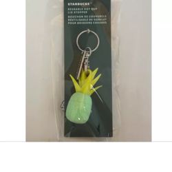 2024 STARBUCKS REUSABLE PINEAPPLE HOT CUP LID STOPPER KEYCHAIN