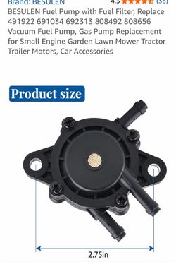 BESULEN Fuel Pump with Fuel Filter, Replace 49134 69292 808656 Vacuum Fuel Pump, Gas Pump Replacement for Small Engine Garden Lawn Mow