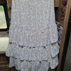 NEW 1X  Floral Print "KAARI BLUE" Full Length Skirt