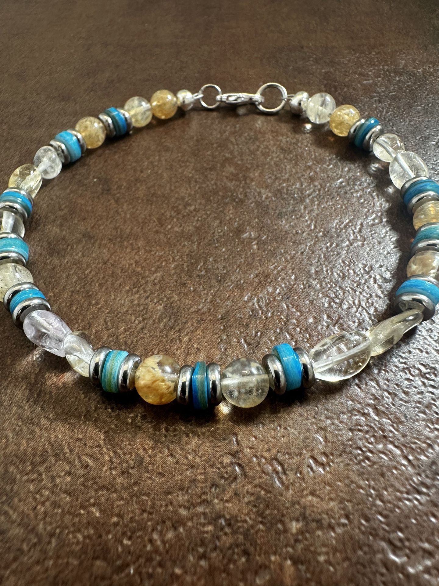 November Birth Stone Elegant Citrine Beaded Bracelet