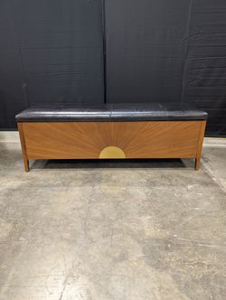 CB2 Dusk Walnut Storage Bench with Cushion