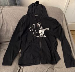 True Religion Oversized Buddha Horseshoe Full-Zip Hoodie - Black - 3XL