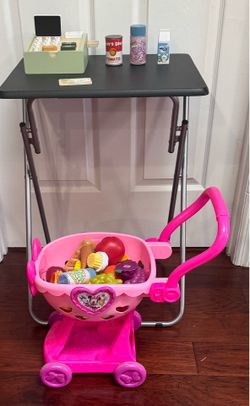Play Food Groceries Shopping Cart Toys Wooden Cash Register $15 for All