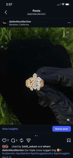 Triple cross nugget ring