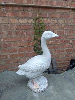 21" Vintage Heavy Solid Concrete Garden Goose Statue Outdoor Porch Decoration