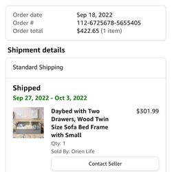 Daybed w/ Two Drawers, Wood, Twin Size, Sofa Bed Frame