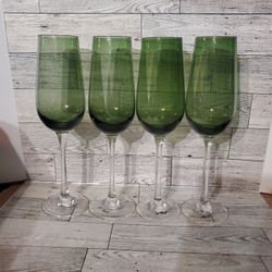 Vintage Peir 1 Champagne Crystal Flutes X4 