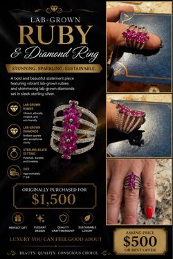 Sterling Silver Lab-Grown Ruby Ring – Size 7¾