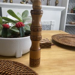 Wood Carved Candle Holder 